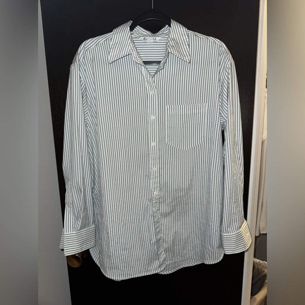 Athleta Oversized Striped Button Down Shirt- Small